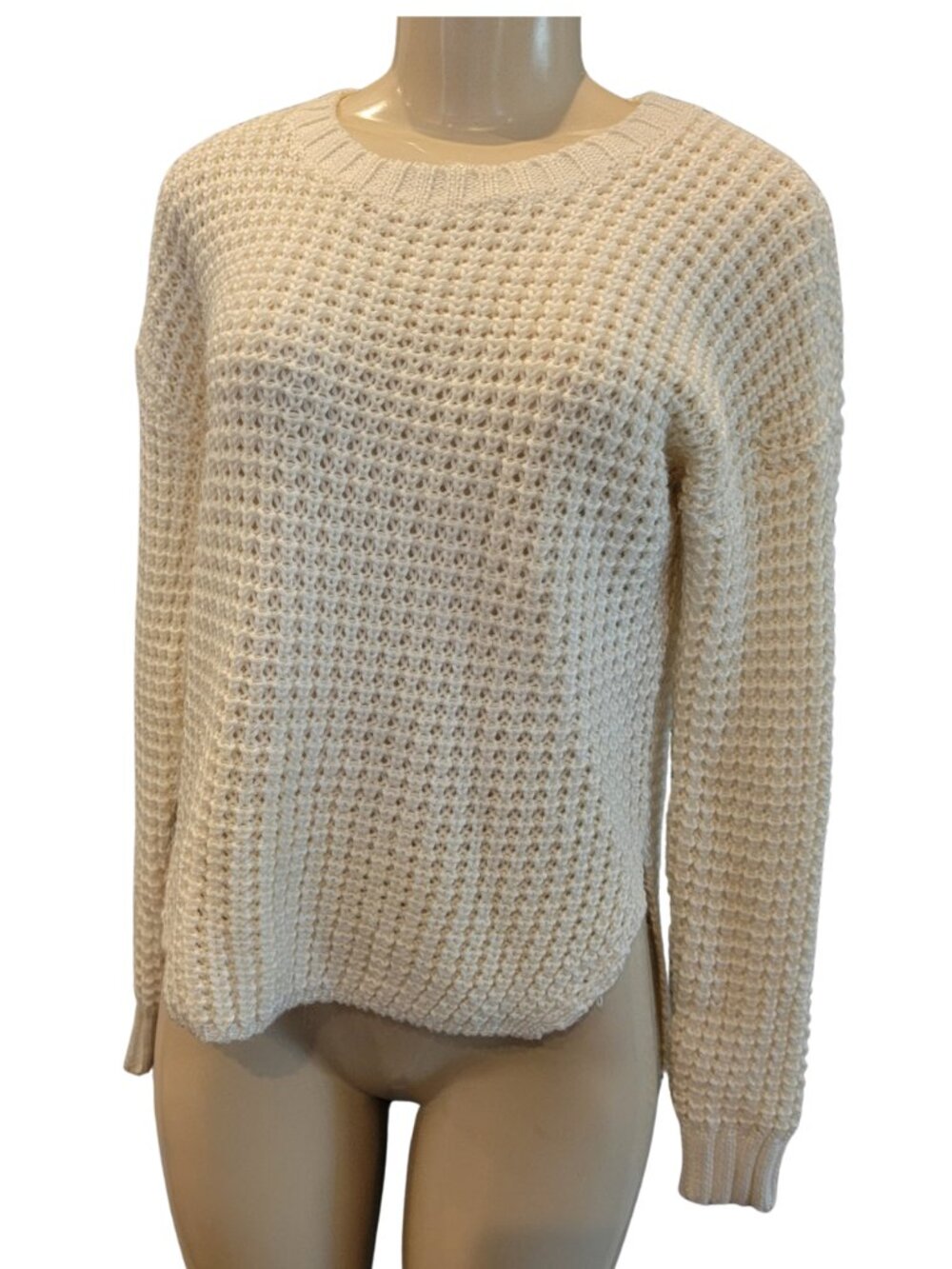 Sam Edelman Chunky Open Knit Crew Neck Hi-Lo Sweater.